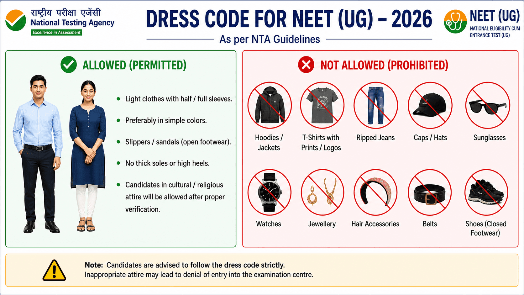 NEET UG 2026 Dress Code: NTA Releases Guidelines Ahead Of May 3 Exam