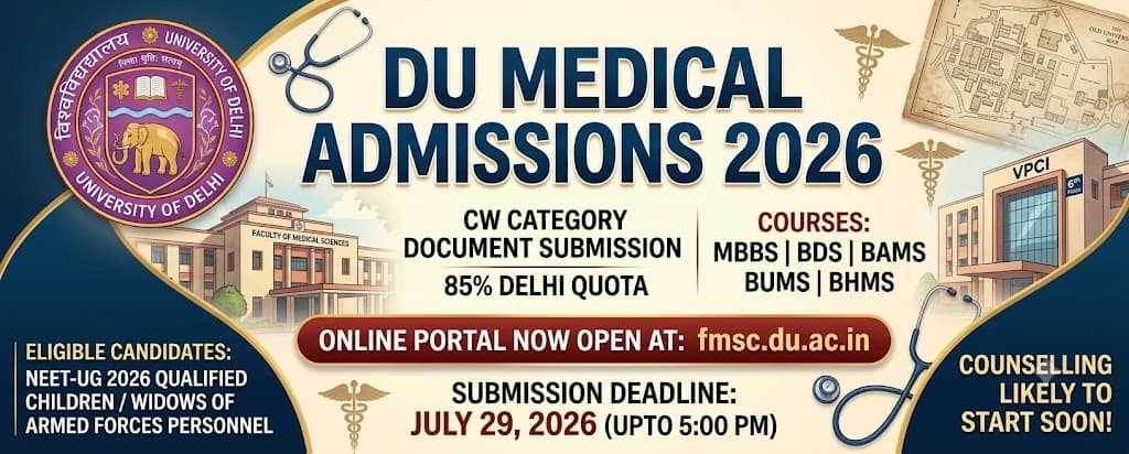 DU Faculty of Medical Sciences Invites CW Category Document Submission for MBBS/BDS & AYUSH Admissions 2026